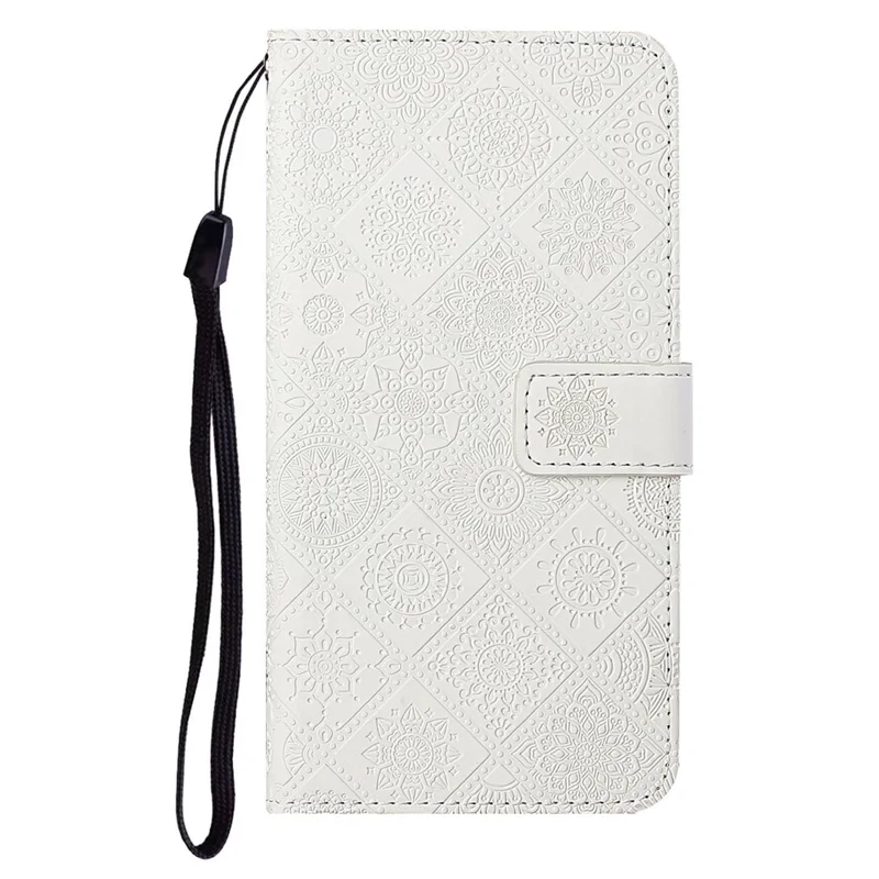For Xiaomi 14T Pro Case Leather Case Ethnic Style Phone Wallet Cover with Strap - White
