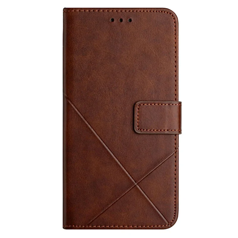 For Xiaomi 14T Pro Leather Case Line Pattern Wallet Phone Cover - Brown