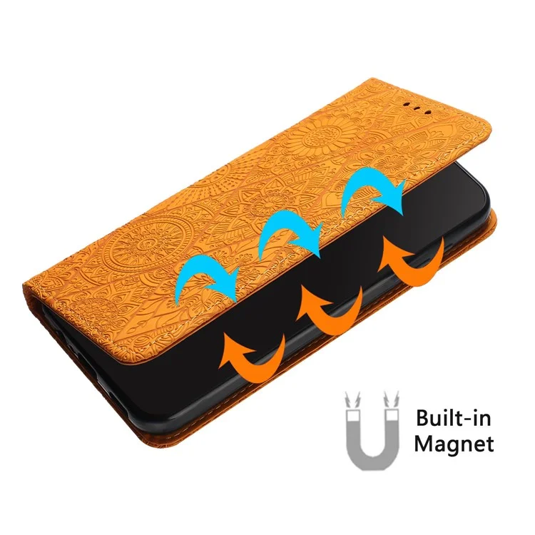 Для Xiaomi Redmi 14C 4G Case Imprindted Flower Wallet Stand The Leather Phone Cover - Желтый