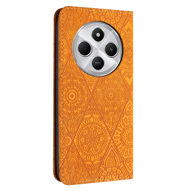 Для Xiaomi Redmi 14C 4G Case Imprindted Flower Wallet Stand The Leather Phone Cover - Желтый