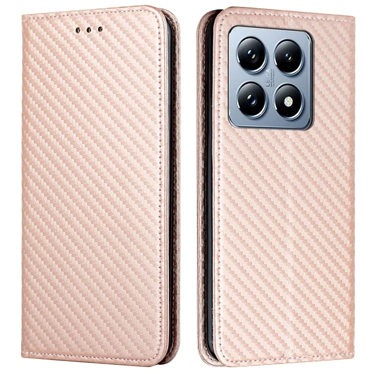 For Xiaomi 14T Case Leather Flip Phone Cover Stand Strong Magnetic Closure - Rose Gold