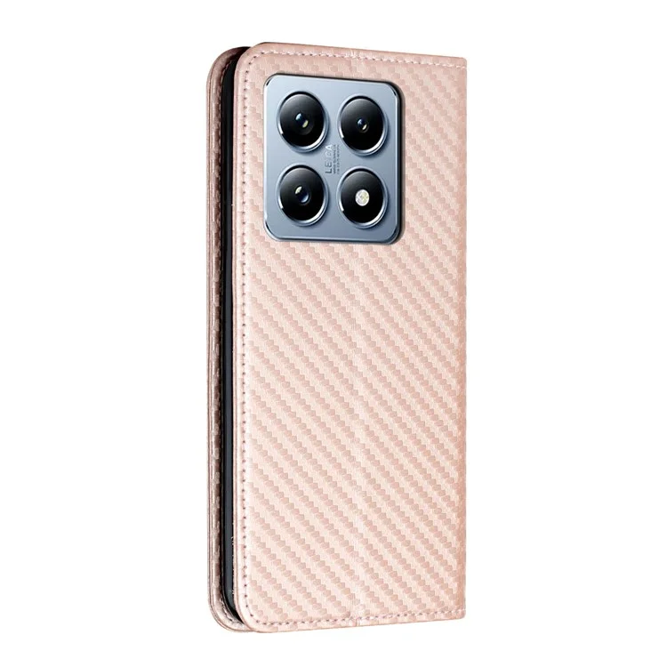 For Xiaomi 14T Case Leather Flip Phone Cover Stand Strong Magnetic Closure - Rose Gold