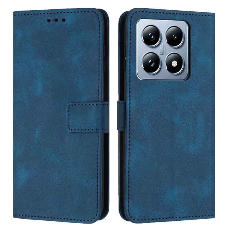 For Xiaomi 14T Leather Case Solid Color Wallet Protective Phone Cover - Blue