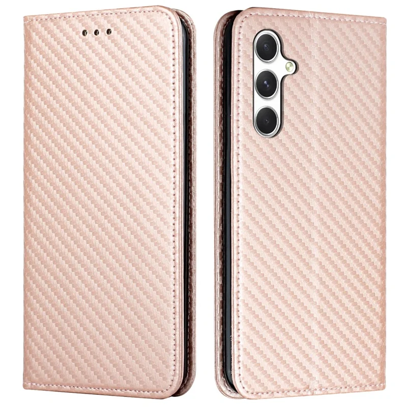 For Samsung Galaxy A26 5G / A16 5G / A16 4G Case Leather Flip Phone Cover Stand Strong Magnetic Closure - Rose Gold