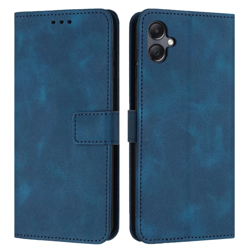 For Samsung Galaxy A06 4G Leather Case Solid Color Wallet Protective Phone Cover - Blue