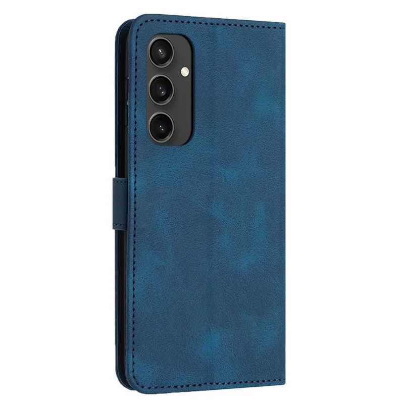 For Samsung Galaxy S24 FE Leather Case Solid Color Wallet Protective Phone Cover - Blue