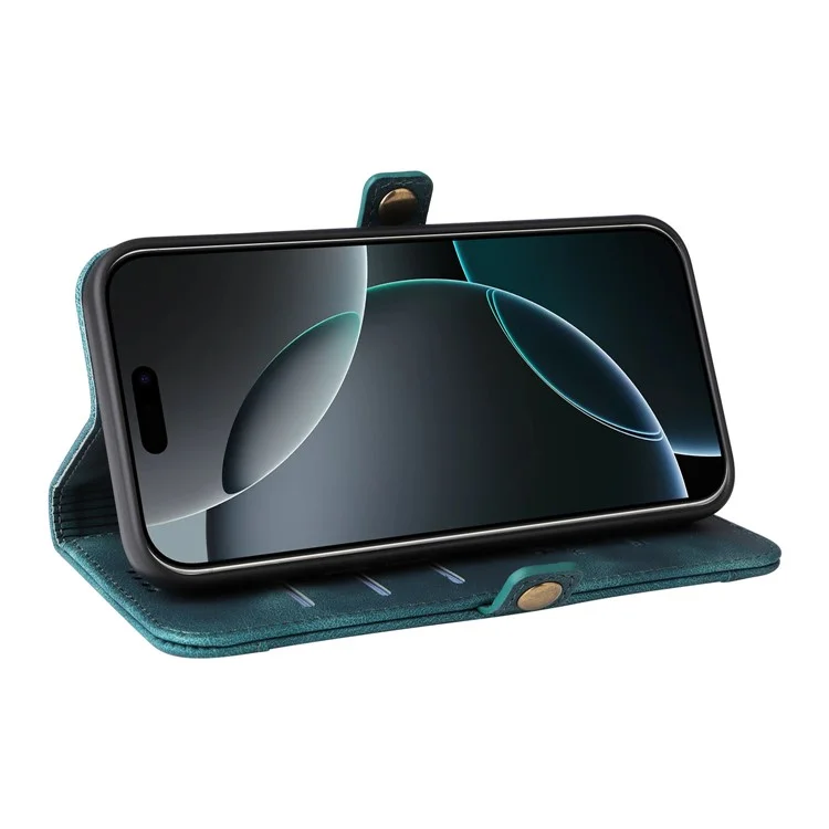 Yikatu YK-002 Para Iphone 16 Pro Max Case Wallet PU Cubierta de Teléfono Con Ranura Para Tarjeta Exterior - Azul