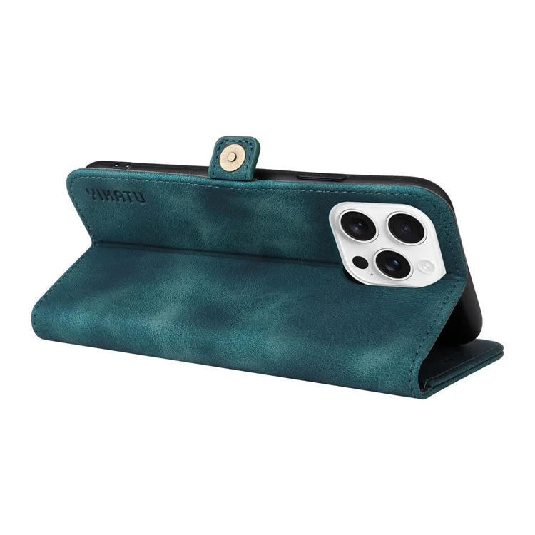 Yikatu YK-002 Para Iphone 16 Pro Case Wallet PU Cubierta de Teléfono Con Ranura Para Tarjeta Exterior - Azul
