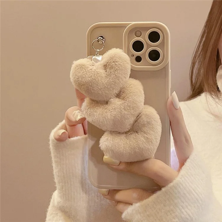 Per Iphone 16 Pro Max Case Fluffy Heart Wristband Cover TPU