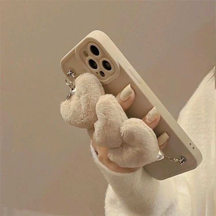 Para Iphone 16 Pro Case Case Fluffy Heart Pulseira TPU Tampa
