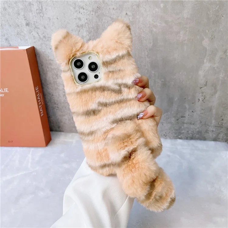 Para Iphone 15 Pro Case Lindo Tigre Patrón Peludo Tpu Portada de Teléfono Cálido - Naranja