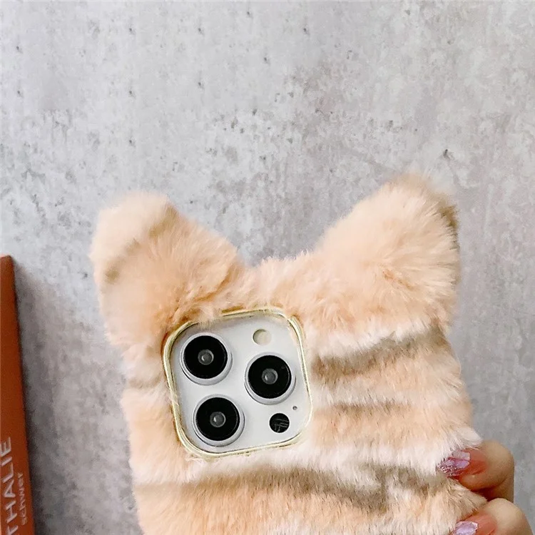 Para Iphone 15 Pro Case Lindo Tigre Patrón Peludo Tpu Portada de Teléfono Cálido - Naranja