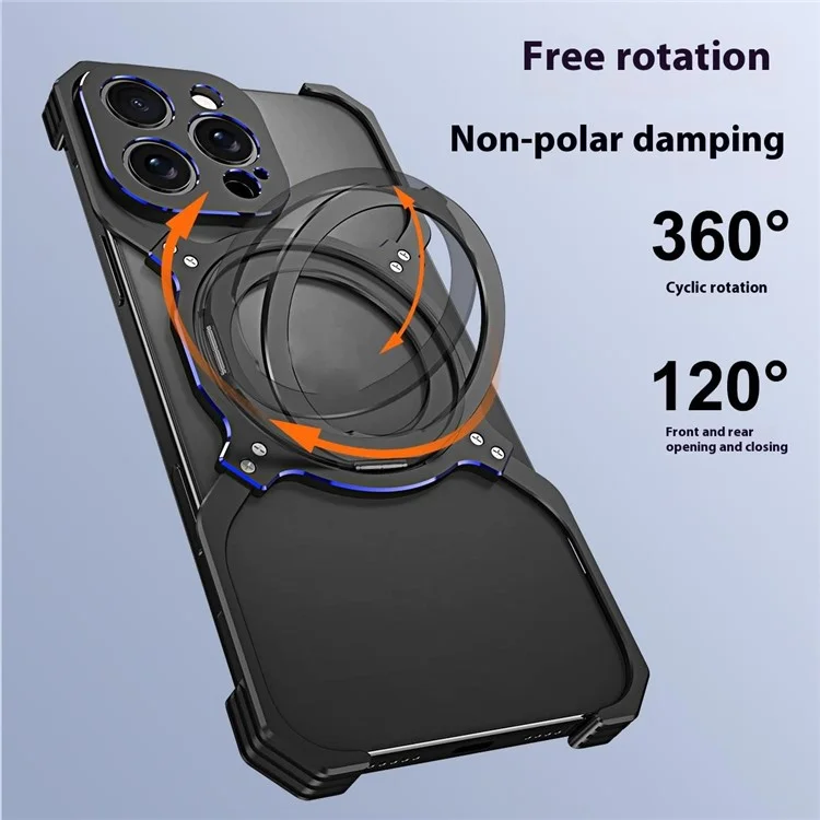 Per Iphone 16 Pro Max Kickstand Case Metal Bumper Magnetic Telefono - Nero / Rosso