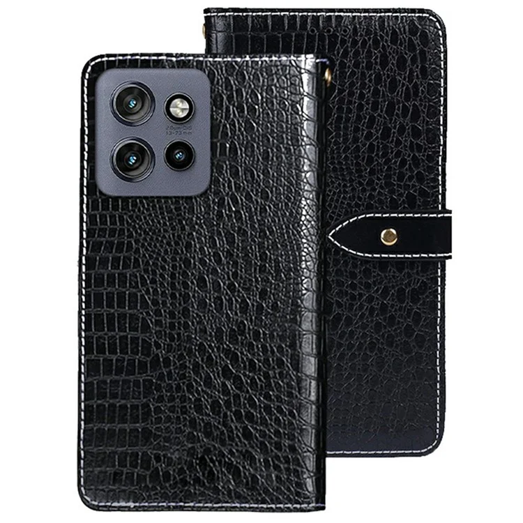 Idewei Для Motorola Edge 50 Neo 5g Case Crocodile Texture PU - Черный