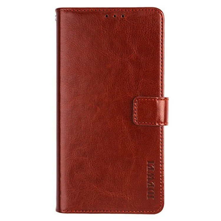 Idewei Для Motorola Edge 50 Neo 5g Стенд Case Crase Crazy Horse Texture Кожаная Телефонная Крышка Телефона - Коричневый