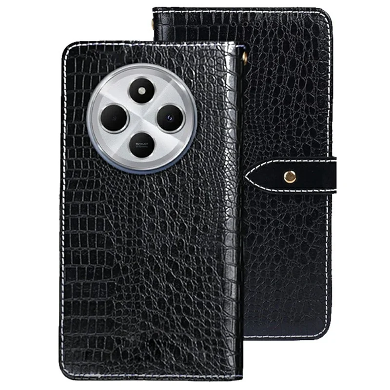 Idewei Per Xiaomi Redmi 14C 4G Case Crocodile Texture PU Coperchi - Nero