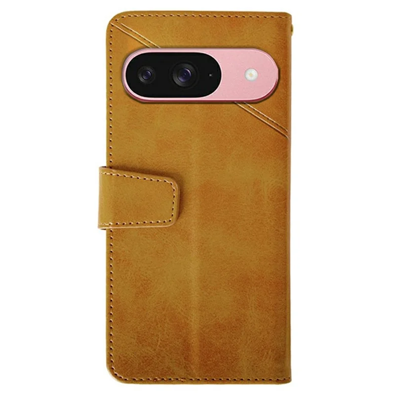 Idewei Для Google Pixel 9 / 9 Pro Wallet Phone Case Case Calf Texture Stand Кожаная Крышка - Апельсин