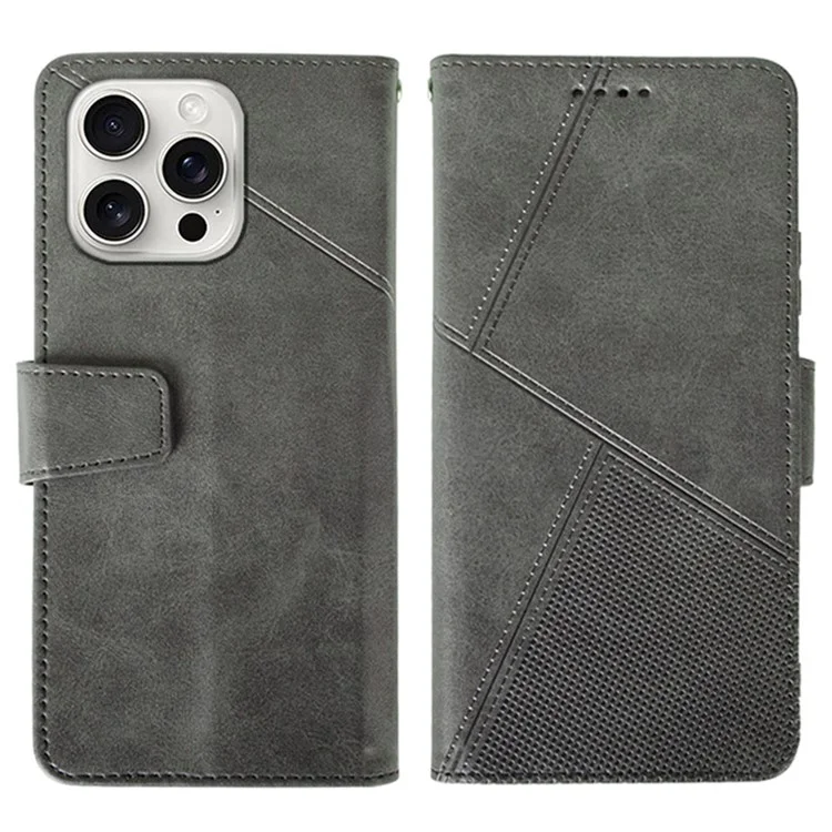 Idewei Per Iphone 16 Pro Max Case Wallet Copertina di Copertura Per Telefono Copertina Coperta di Trama Del Polpaccio - Grigio