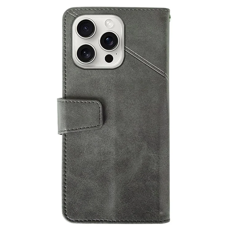 Idewei Per Iphone 16 Pro Max Case Wallet Copertina di Copertura Per Telefono Copertina Coperta di Trama Del Polpaccio - Grigio