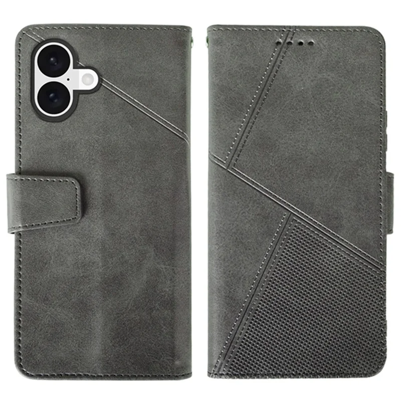 IDEWEI For iPhone 16 Plus Case Leather Wallet Phone Cover Stand Calf Texture - Grey