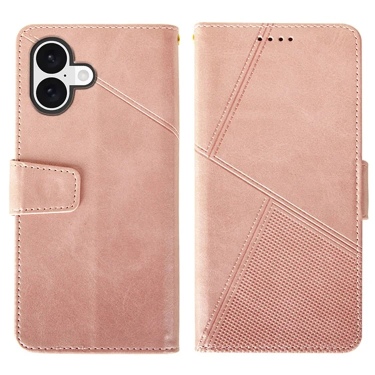 IDEWEI For iPhone 16 Case Leather Wallet Phone Cover Stand Calf Texture - Pink