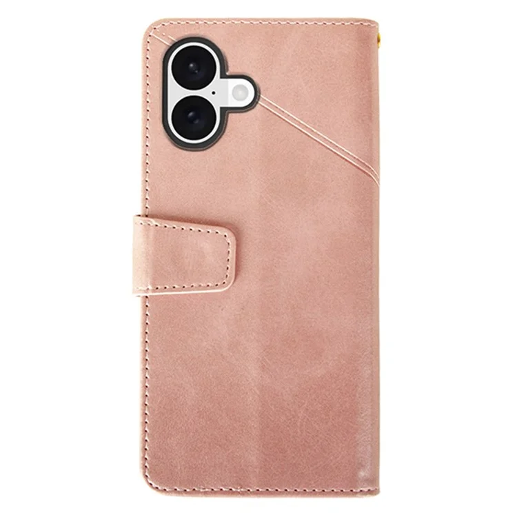 IDEWEI For iPhone 16 Case Leather Wallet Phone Cover Stand Calf Texture - Pink