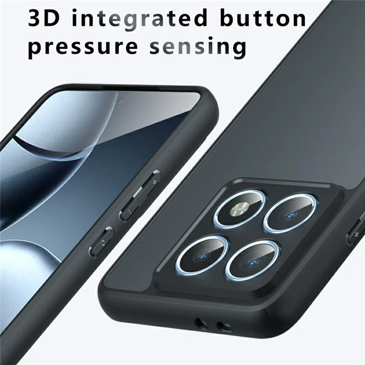 Per Xiaomi 14T Pro Case Skin-Touch TPU+PC Matte Phone Shell, Transparent Black