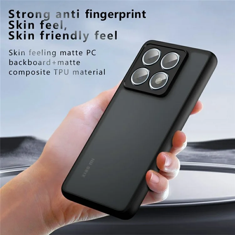 Per Xiaomi 14T Pro Case Skin-Touch TPU+PC Matte Phone Shell, Transparent Black