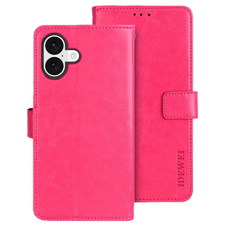 IDEWEI Für Iphone 16 Plus Stand Case Crazy Horse Textur Leder Telefonabdeckung - Rose