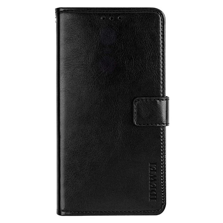 IDEWEI For iPhone 16 Stand Case Crazy Horse Texture Leather Phone Cover - Black