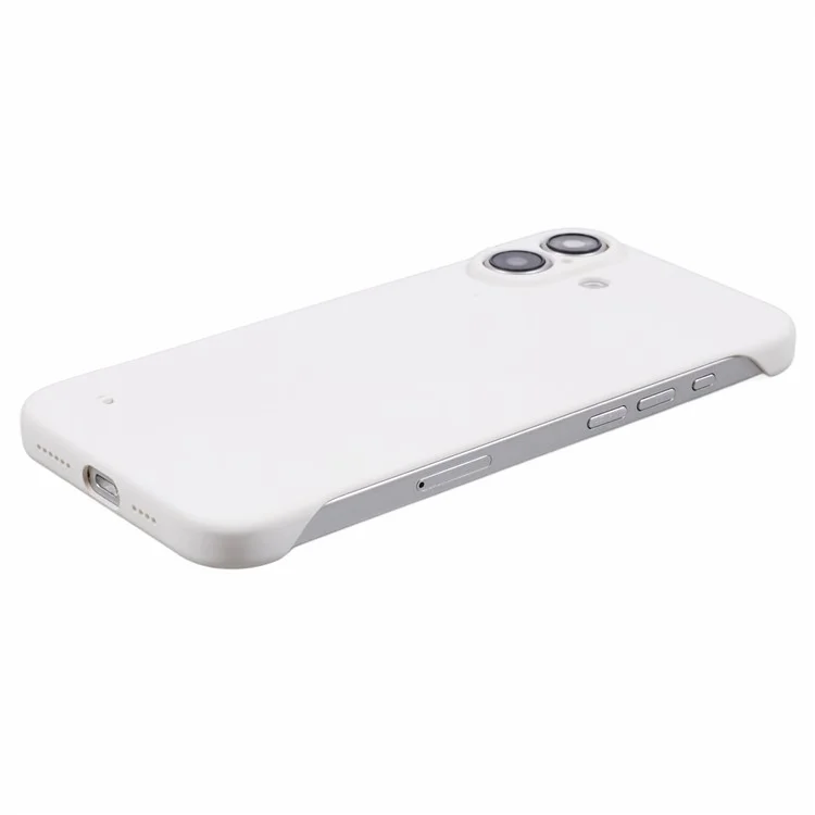 For iPhone 16 Plus Frameless Case Hard PC Slim Minimalist Phone Cover Skin-Touch - White