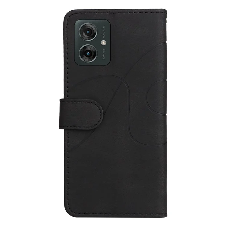 KT Leather Series-1 Для Motorola Moto G55 5G Кожаный Чехол Crown Core Cople Cople Cover Swellet Stand - Черный