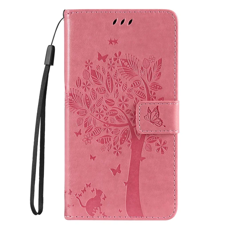 KT Impresión de Flores Series-3 Para Motorola Moto G55 5G Case Cat Tree Pattern Flip Cuero Tapa Del Teléfono - Rosa