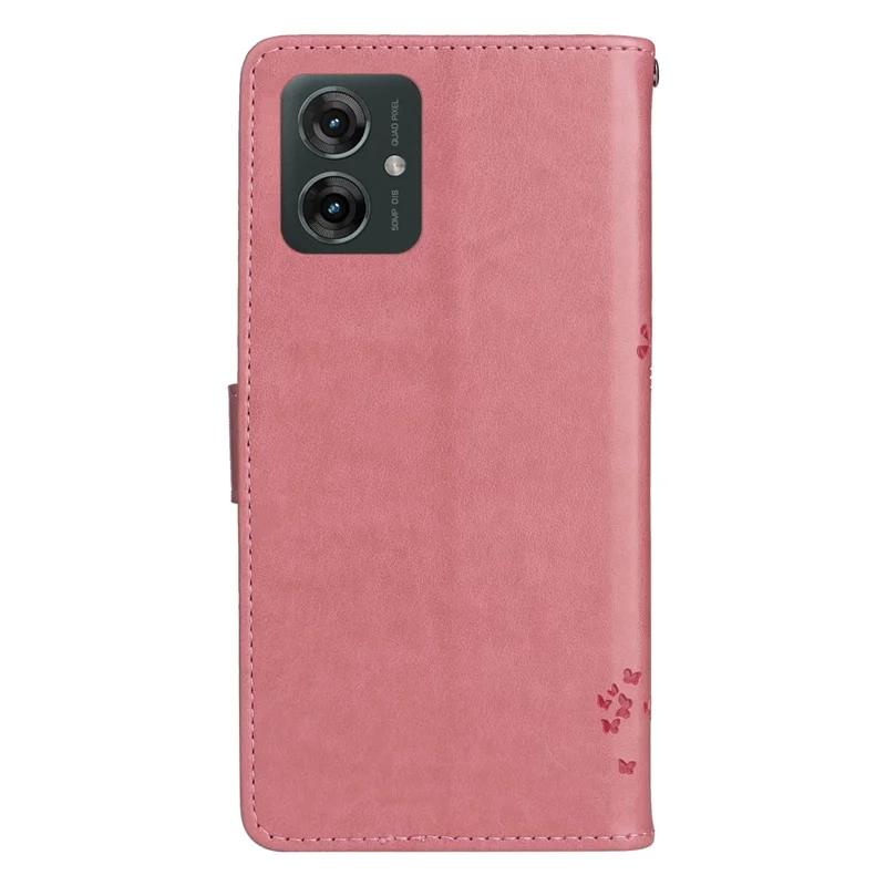 KT Impresión de Flores Series-3 Para Motorola Moto G55 5G Case Cat Tree Pattern Flip Cuero Tapa Del Teléfono - Rosa