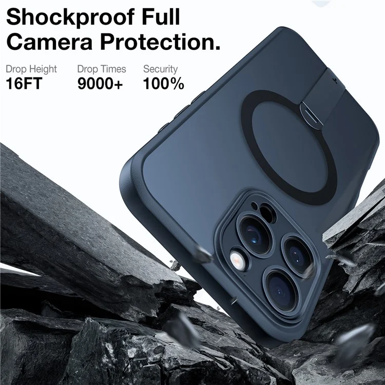 TORRAS Pstand Spin Series For iPhone 16 Pro Max Case Compatible with MagSafe Rotating Kickstand TPU+PC Phone Cover - Negro