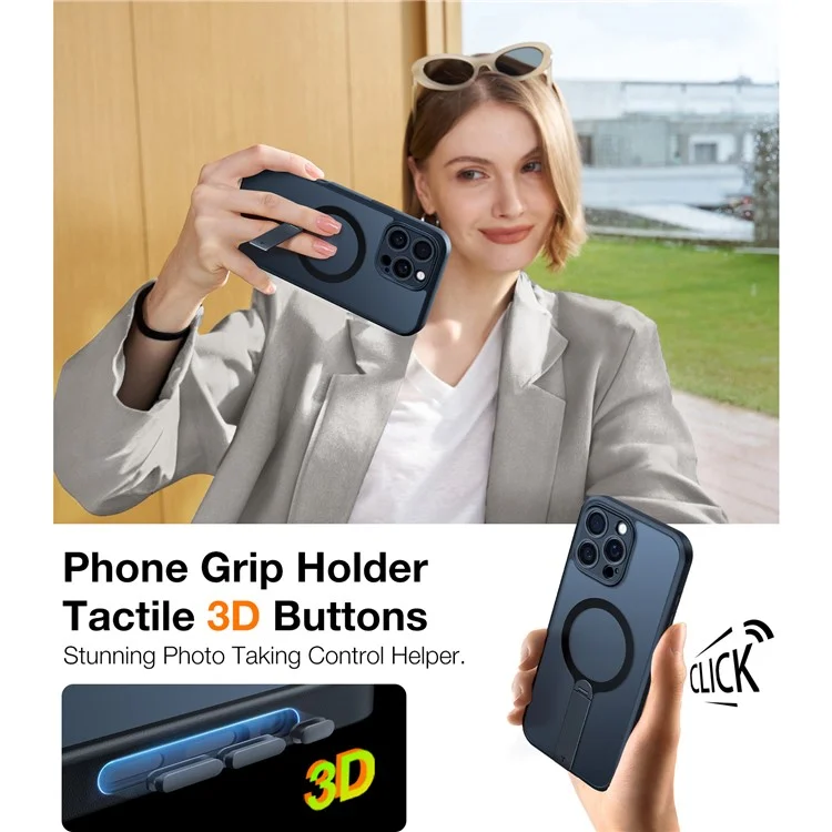 TORRAS Pstand Spin Series For iPhone 16 Pro Max Case Compatible with MagSafe Rotating Kickstand TPU+PC Phone Cover - Negro