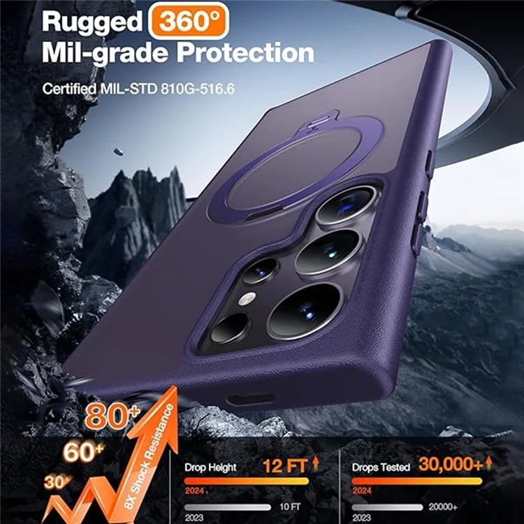 Torras Per Samsung Galaxy S24 Ultra Case Compatibile Con MagSafe Kickstand Pc+copertina Telefonica Tpu - Viola