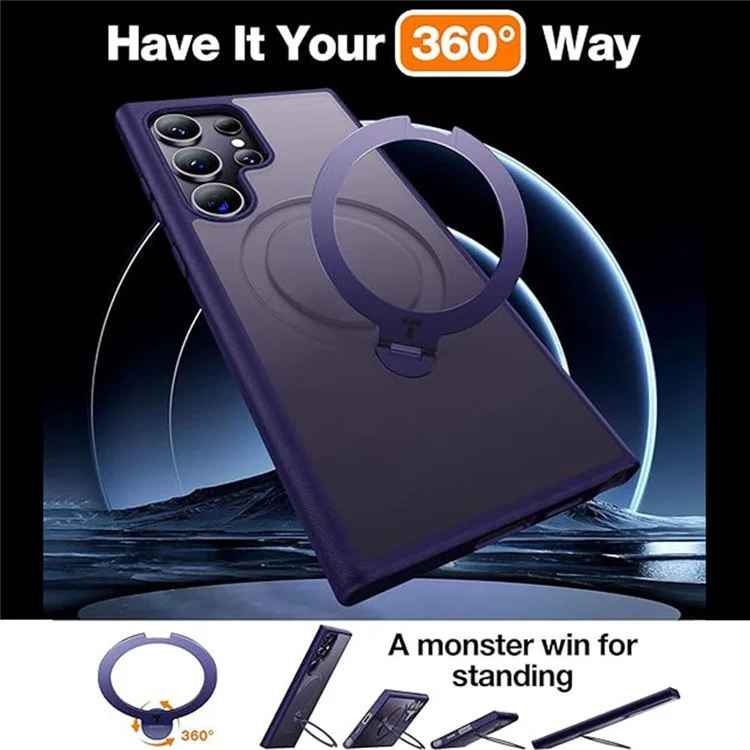 Torras Per Samsung Galaxy S24 Ultra Case Compatibile Con MagSafe Kickstand Pc+copertina Telefonica Tpu - Viola