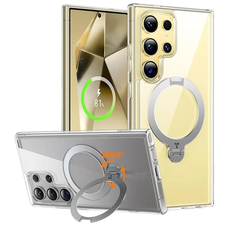 TORRAS For Samsung Galaxy S24 Ultra Case Magnetic Kickstand PC + TPU Phone Cover - Transparent