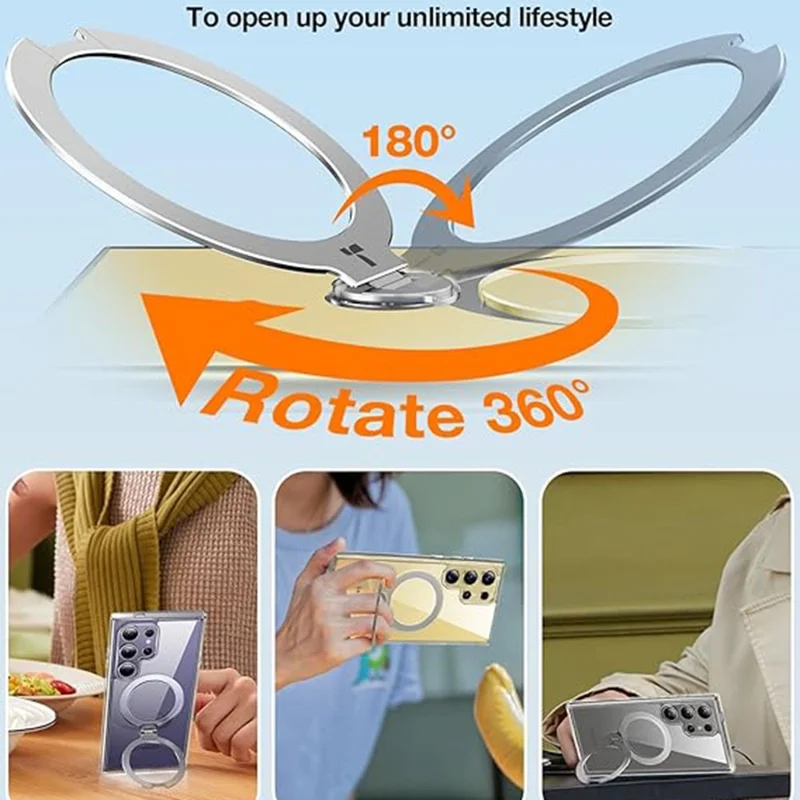 TORRAS Ostand Q3 Spin-serie til Samsung Galaxy S24 Ultra hylster med magnetisk stander i PC + TPU - Grå