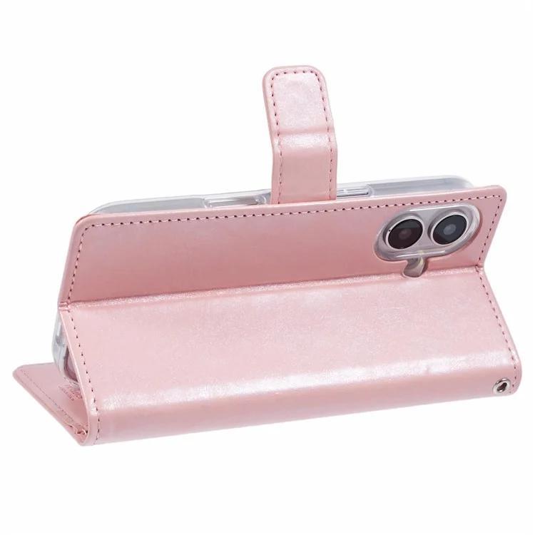 MERCURY GOOSPERY Blue Moon For iPhone 16 Case Stand Full Protection Leather Phone Cover - Pink