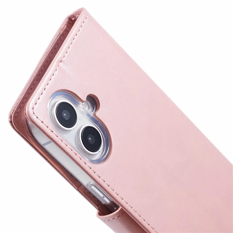 MERCURY GOOSPERY Blue Moon For iPhone 16 Case Stand Full Protection Leather Phone Cover - Pink