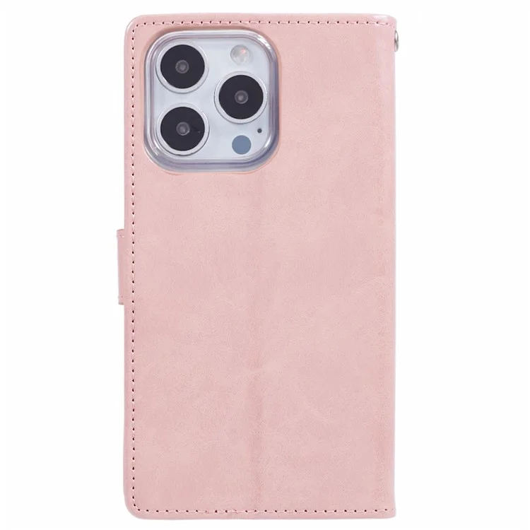 Mercury Goospery Blue Moon Para Iphone 16 Pro Case Stand Protección Completa Cubierta de Teléfono de Cuero - Rosa