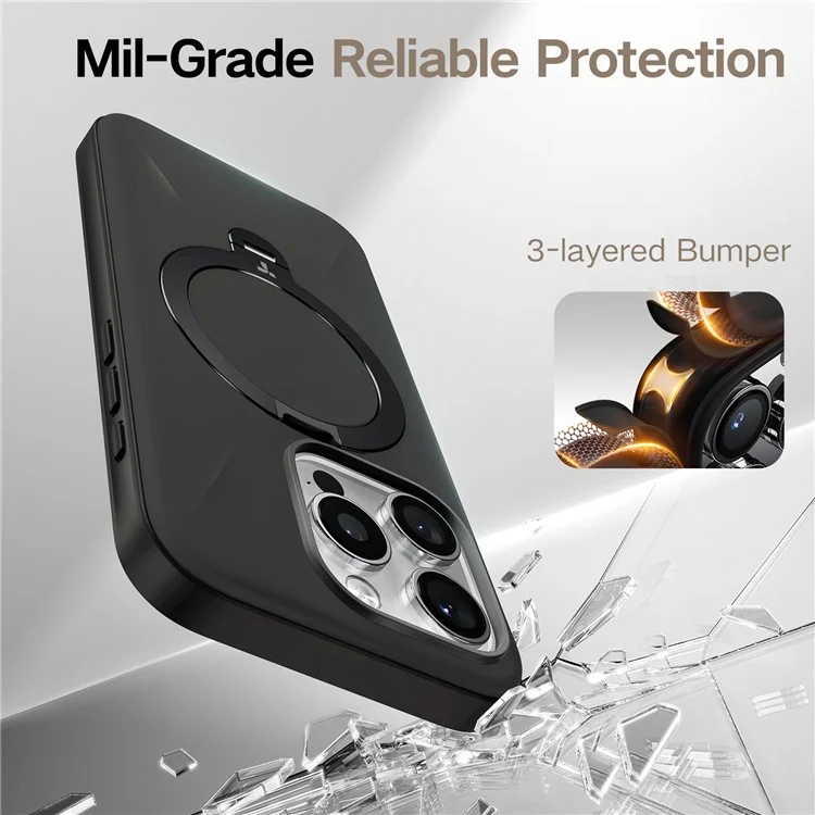 TORRAS Ostand Q Pro Series for iPhone 16 Pro Case Kickstand TPU+PC Phone Cover Compatible with Magsafe - Negro
