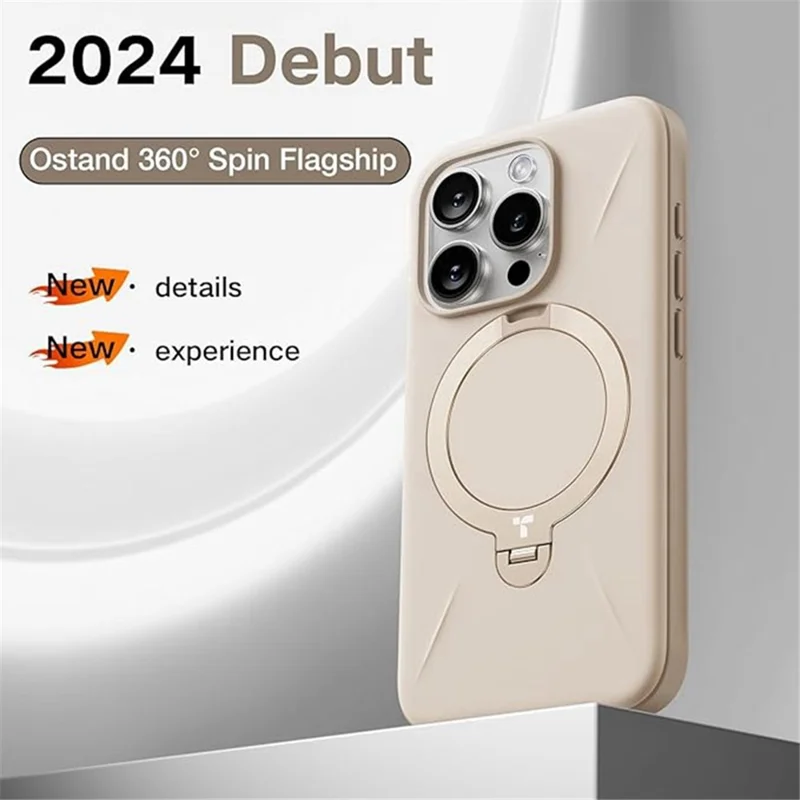 TORRAS Ostand Q3 Silicone Series For iPhone 16 Pro Case Kickstand TPU+PC Phone Cover Compatible with Magsafe - Ivory