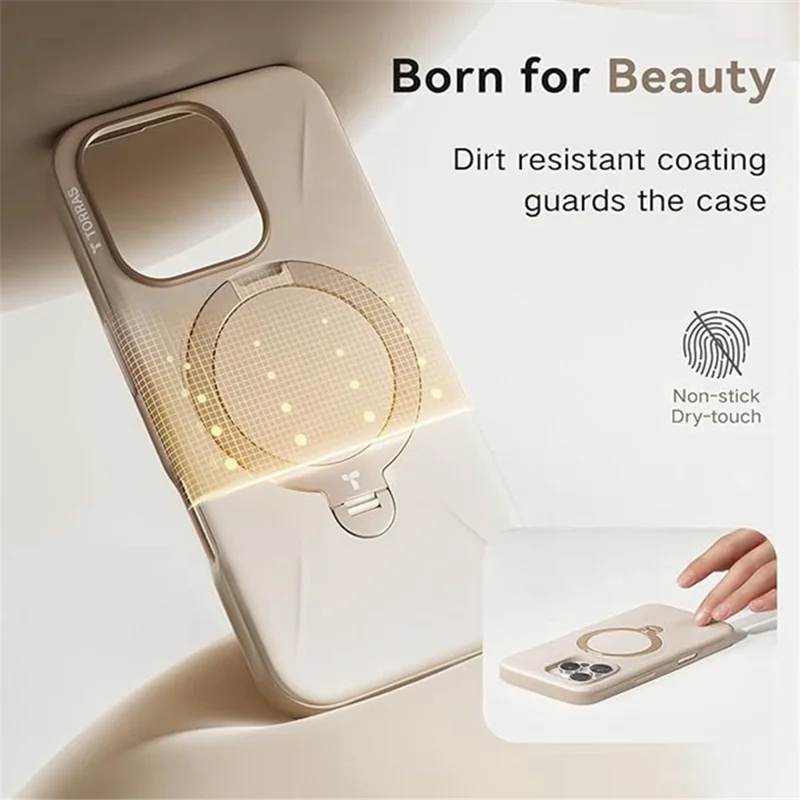 TORRAS Ostand Q3 Silicone Series For iPhone 16 Pro Case Kickstand TPU+PC Phone Cover Compatible with Magsafe - Ivory