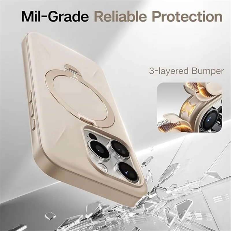 TORRAS Ostand Q3 Silicone Series For iPhone 16 Pro Case Kickstand TPU+PC Phone Cover Compatible with Magsafe - Ivory