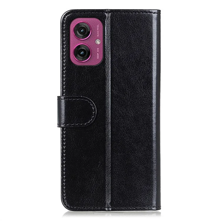 Para Motorola Moto G55 Case 5G Crazy Horse Texture PU Cuero Phone Soport Cover - Negro