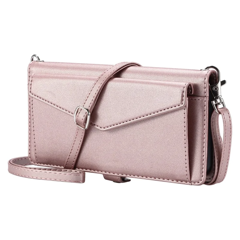 For Motorola Moto G55 5G Leather Case Wallet Stand Phone Cover with Straps - Rose Gold