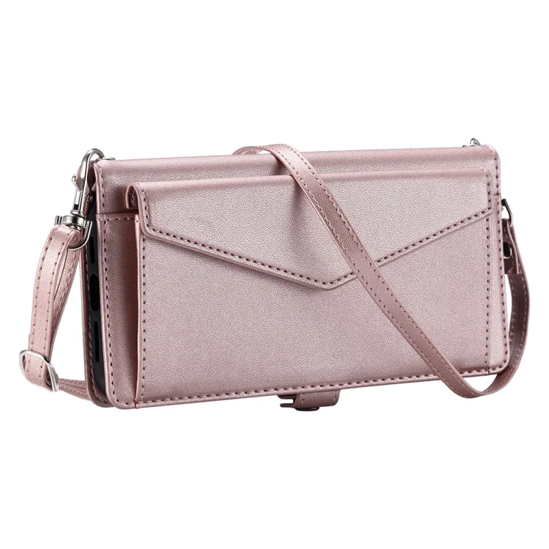 For Xiaomi 14T Leather Case Wallet Stand Phone Cover with Straps - Rose Gold